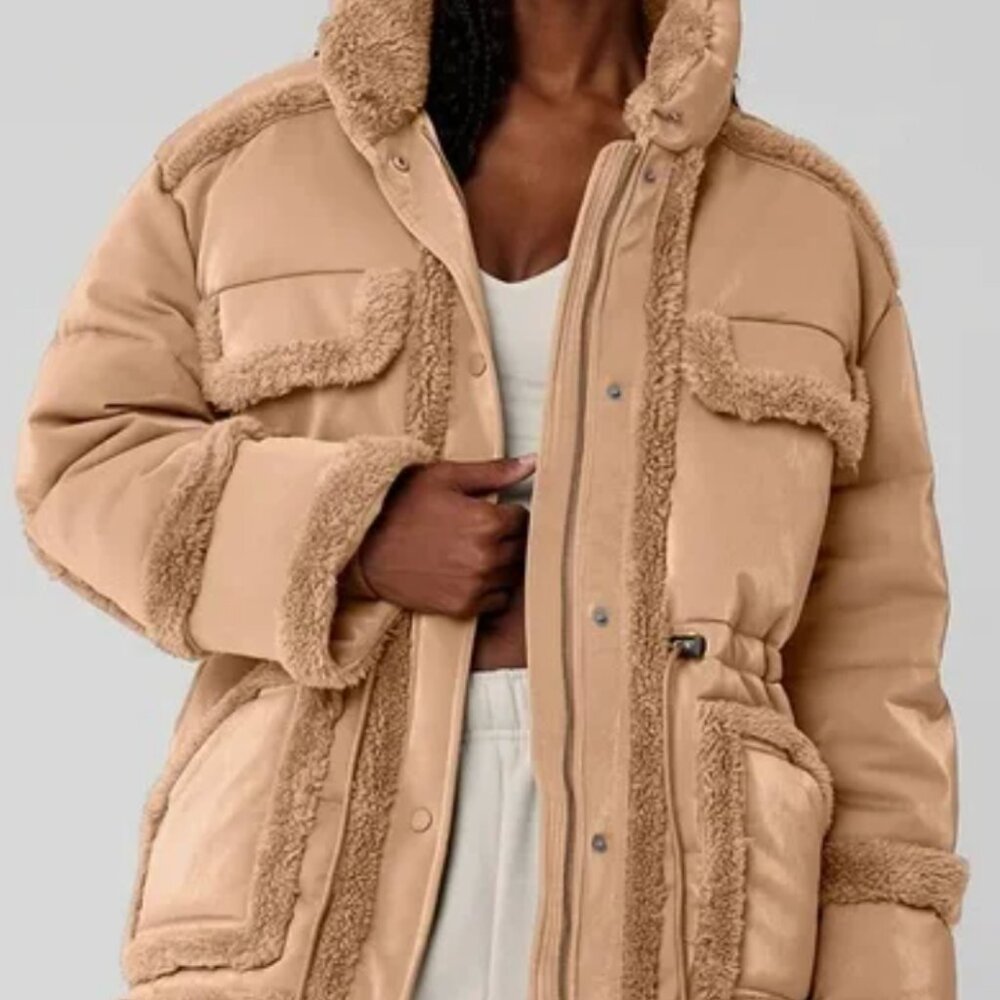 ISO Alo Yoga Ice Breaker Puffer Jacket Size XS OR Small - Toasted Almond Color